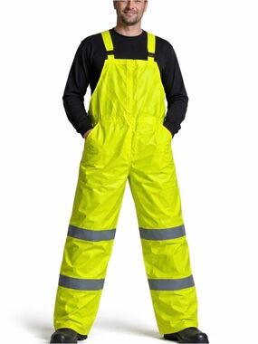 High-Visibility Yellow Waterproof Safety Bib Overalls